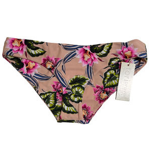 Tori Praver Bikini Bottoms Pink Size Medium Floral Swimwear NWT